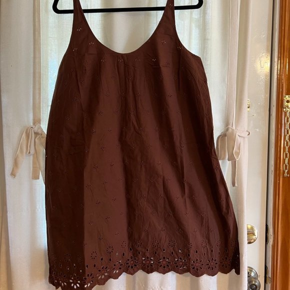 Womens Medium Gap Eye-lit Strappy Short Brown Sun Dress - Picture 1 of 4